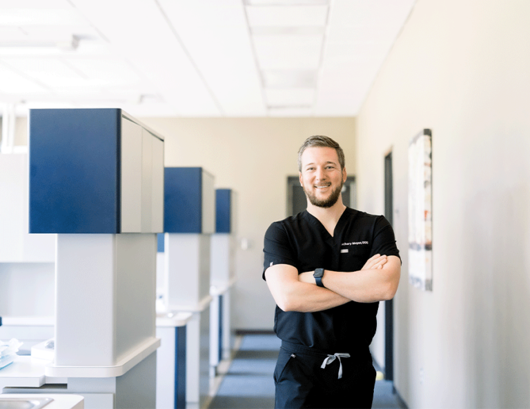 Dr. Meyer in his dental office