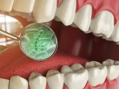 Graphic showing bacteria buildup in the mouth